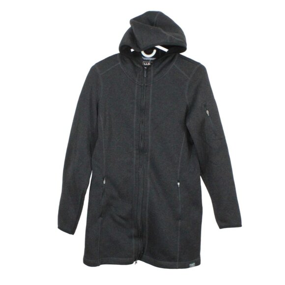 LL Bean Sweater Fleece Coat Classic Black Size M - Picture 1 of 10